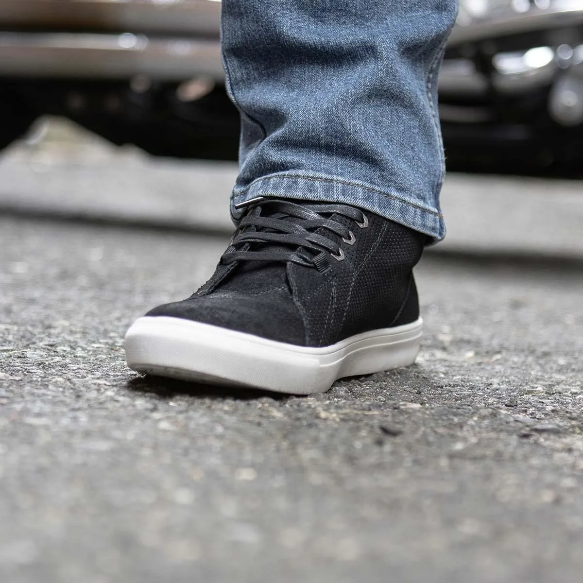 Milwaukee Leather MBM9155 Men's Black Suede Leather Reinforced Street Riding Waterproof Shoes w/Ankle Support - 9