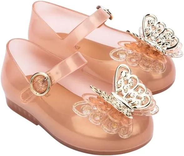 mini melissa Sweet Love Fly Mary Jane Jelly Shoes for Babies & Toddlers - Ballet Flats w/Butterfly Design & Adjustable Strap