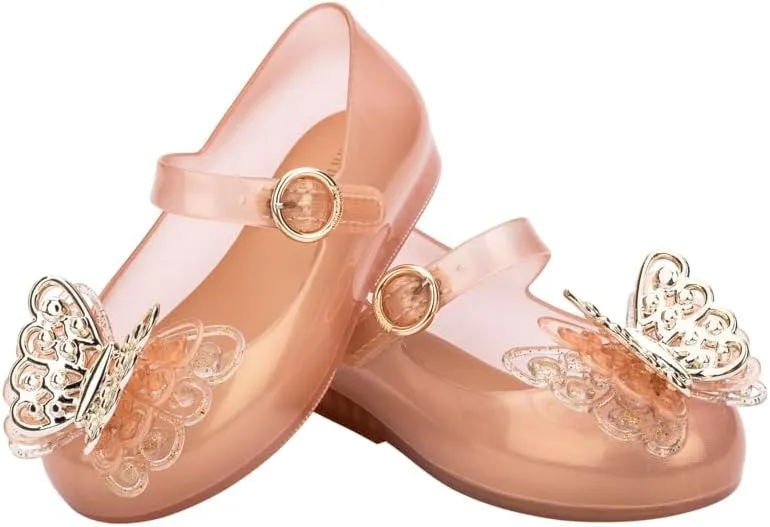 mini melissa Sweet Love Fly Mary Jane Jelly Shoes for Babies & Toddlers - Ballet Flats w/Butterfly Design & Adjustable Strap