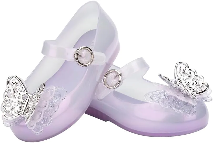 mini melissa Sweet Love Fly Mary Jane Jelly Shoes for Babies & Toddlers - Ballet Flats w/Butterfly Design & Adjustable Strap