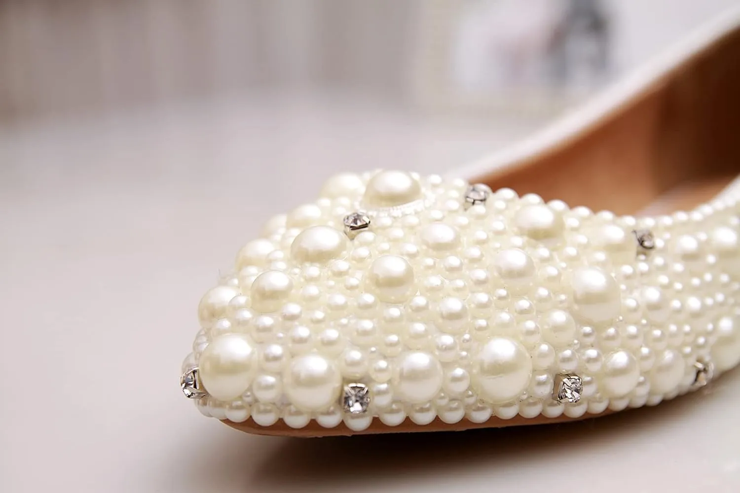 Minishion Wedding Shoes for Women Flats Comfortable Rhinestone Slip on Pumps Shoes