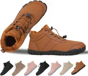 MOCHINI Snow Boots Mens Womens Winter Footwear Barefoot Shoes Warm Fur Lined Ankle Booties Hiking Trekking Trail Climbing Shoes Lace Up Anti-Slip Waterproof Hiking Boots, Wide Walking Shoes