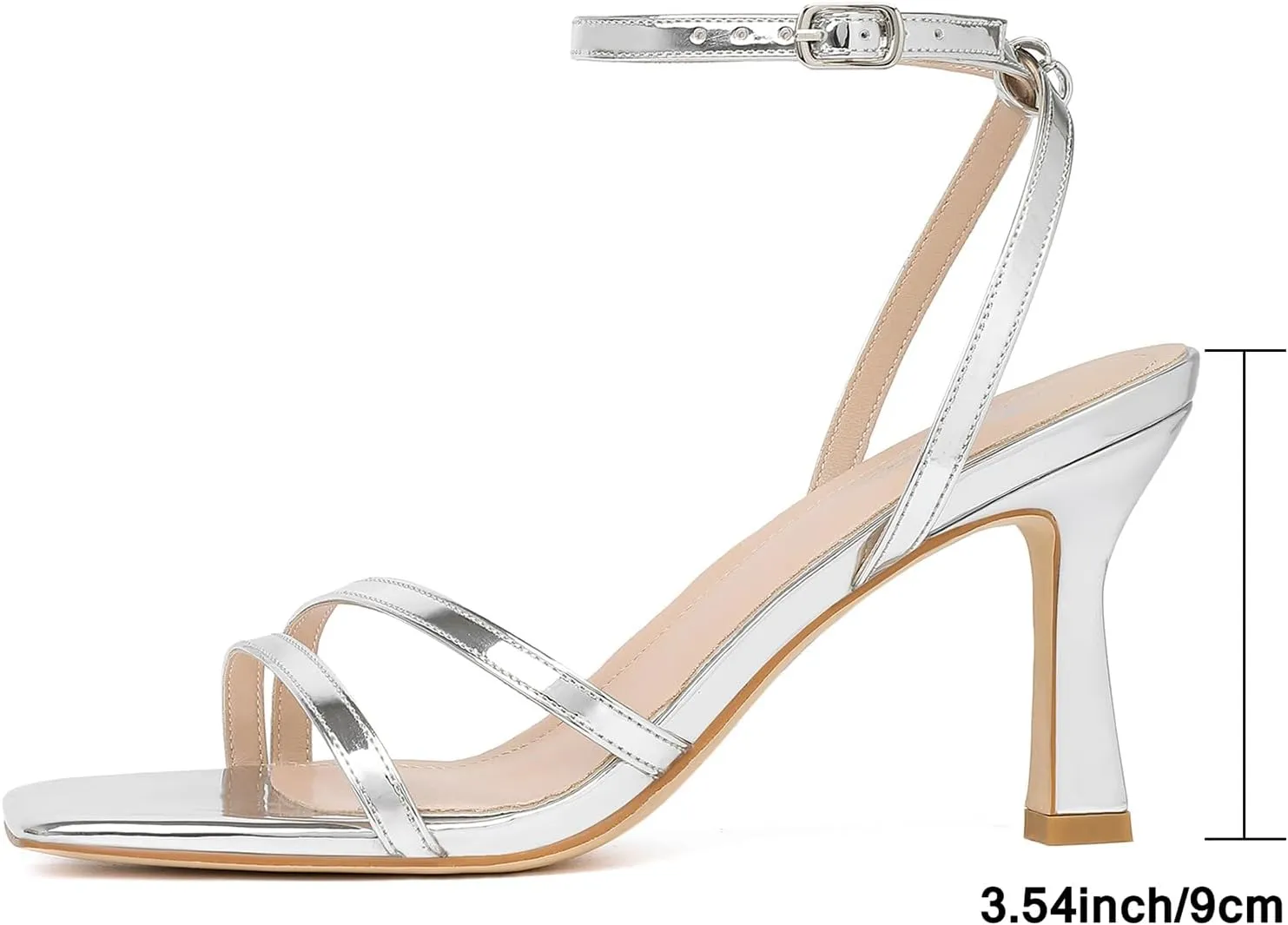 Mostrin Womens Sandals Strappy Heels for Women Ankle Strap Lace Up Heels Square Open Toe Heels Tie Up Stiletto High Heeled Sandals for Prom, Party, Daily Wear