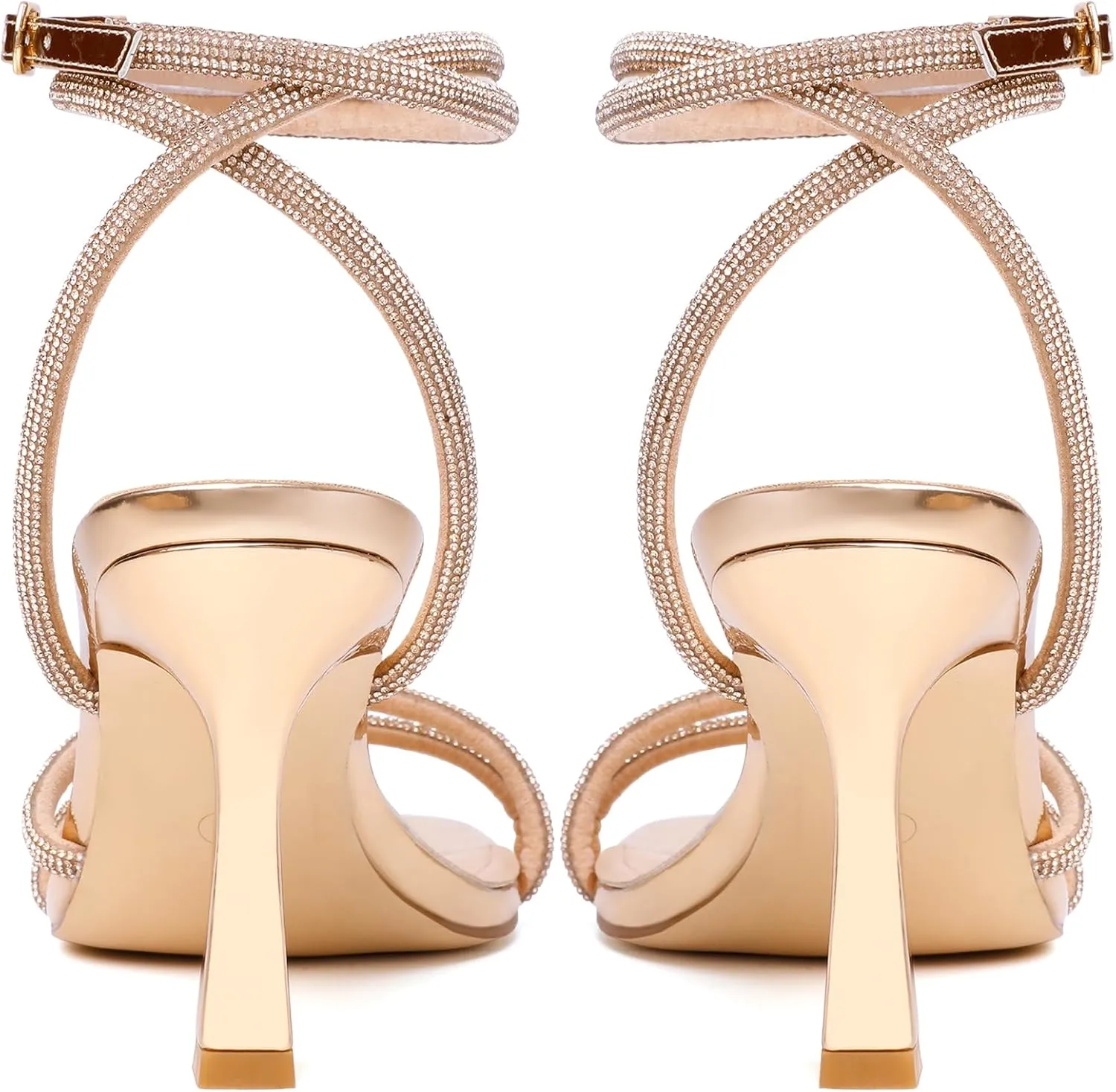Mostrin Womens Sandals Strappy Heels for Women Ankle Strap Lace Up Heels Square Open Toe Heels Tie Up Stiletto High Heeled Sandals for Prom, Party, Daily Wear