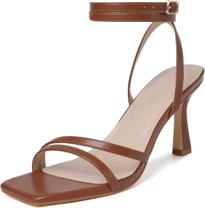 Mostrin Womens Sandals Strappy Heels for Women Ankle Strap Lace Up Heels Square Open Toe Heels Tie Up Stiletto High Heeled Sandals for Prom, Party, Daily Wear