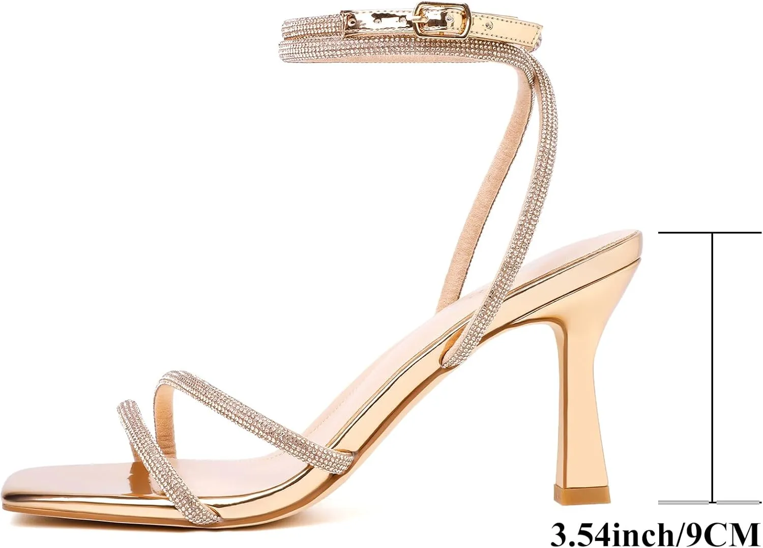 Mostrin Womens Sandals Strappy Heels for Women Ankle Strap Lace Up Heels Square Open Toe Heels Tie Up Stiletto High Heeled Sandals for Prom, Party, Daily Wear