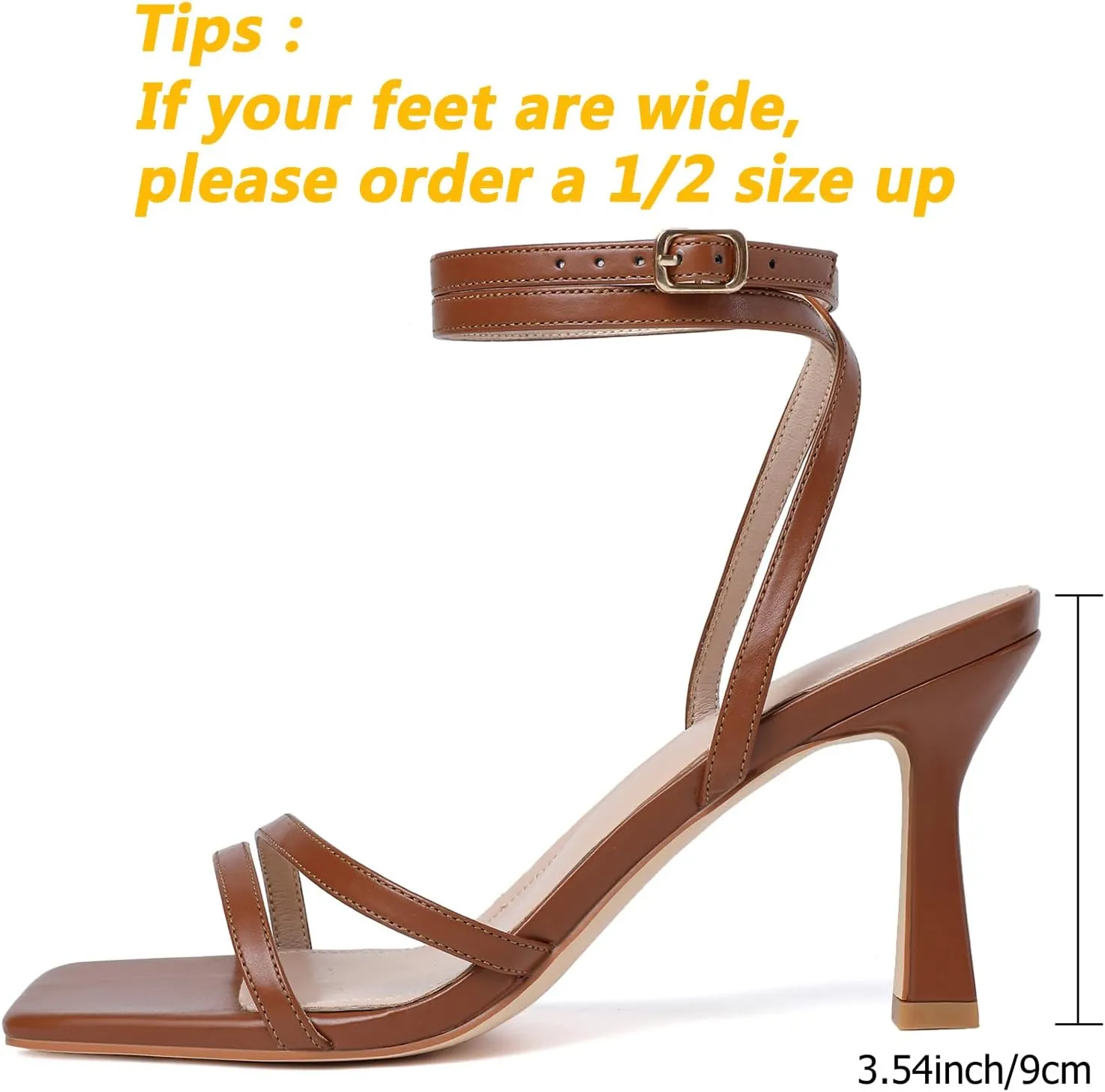 Mostrin Womens Sandals Strappy Heels for Women Ankle Strap Lace Up Heels Square Open Toe Heels Tie Up Stiletto High Heeled Sandals for Prom, Party, Daily Wear