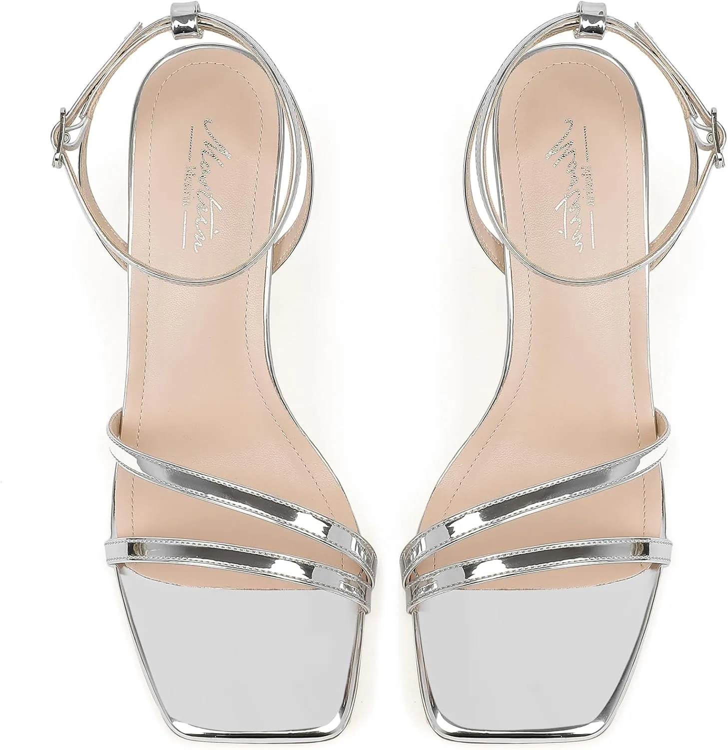 Mostrin Womens Sandals Strappy Heels for Women Ankle Strap Lace Up Heels Square Open Toe Heels Tie Up Stiletto High Heeled Sandals for Prom, Party, Daily Wear