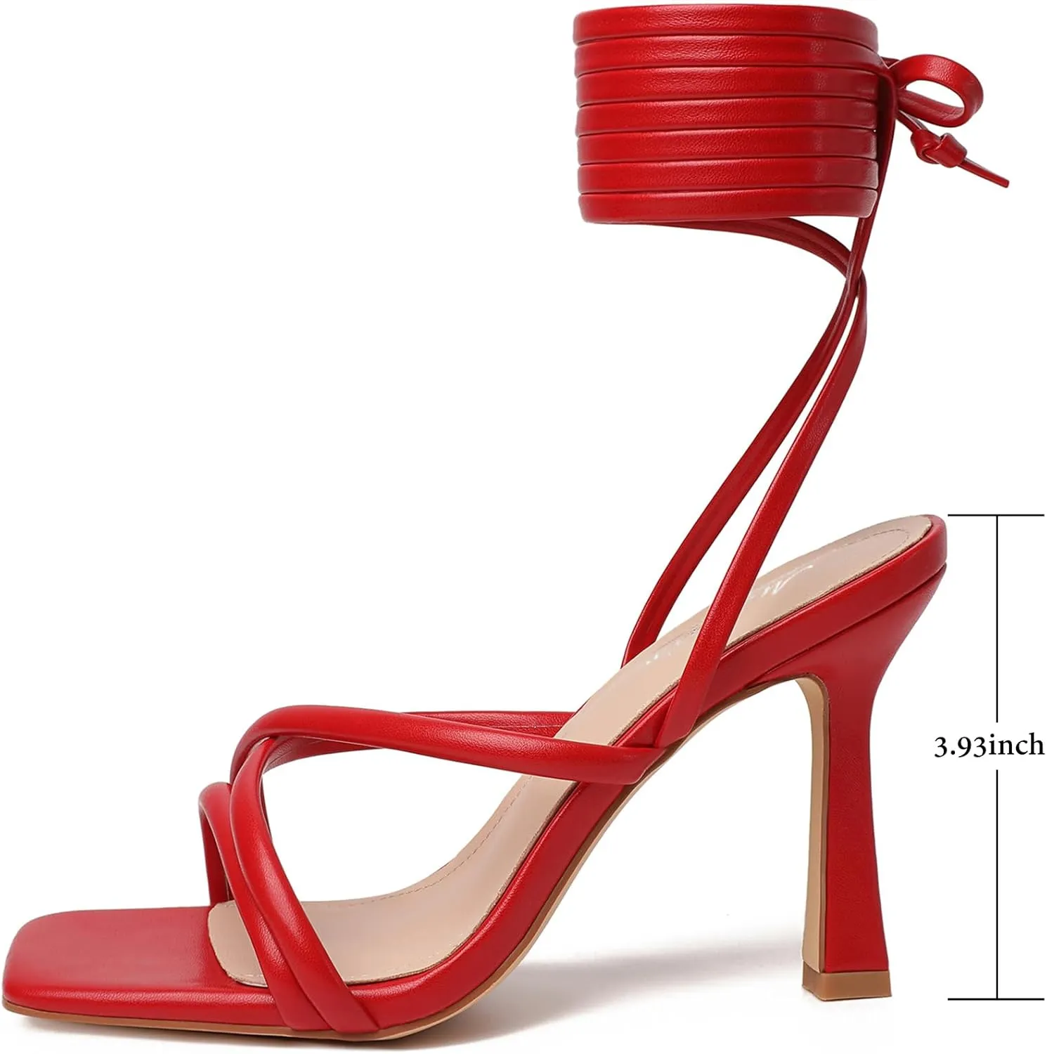Mostrin Womens Sandals Strappy Heels for Women Lace Up Square Open Toe Heels Tie Up High Heeled Sandals for Prom, Party, Daily Wear