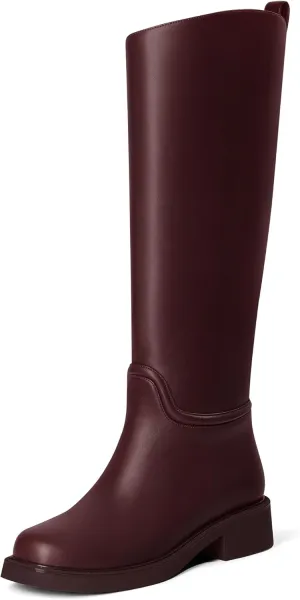 MUCCCUTE Knee High Boots for Women Chunky Low Block Heel Tall Boots Round Toe Comfort Long Fall Boots Pull On
