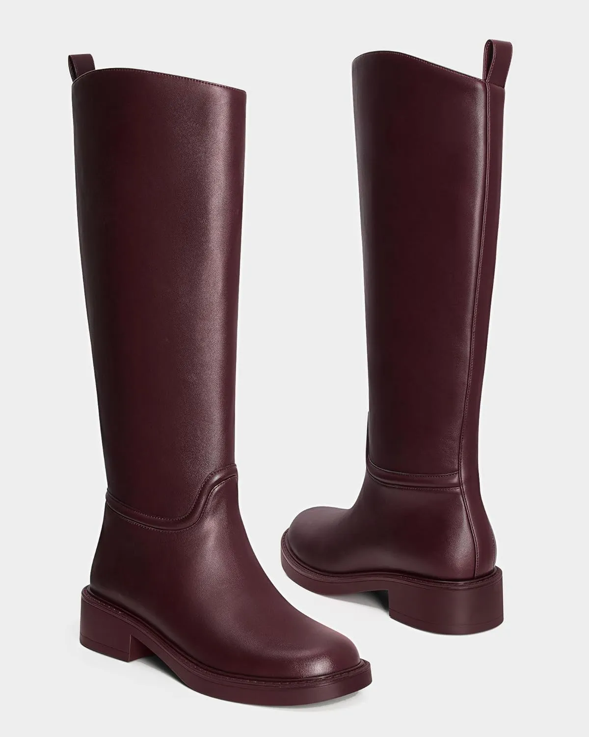 MUCCCUTE Knee High Boots for Women Chunky Low Block Heel Tall Boots Round Toe Comfort Long Fall Boots Pull On