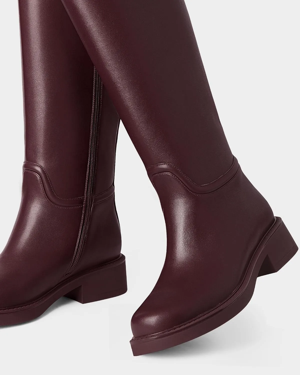 MUCCCUTE Knee High Boots for Women Chunky Low Block Heel Tall Boots Round Toe Comfort Long Fall Boots Pull On
