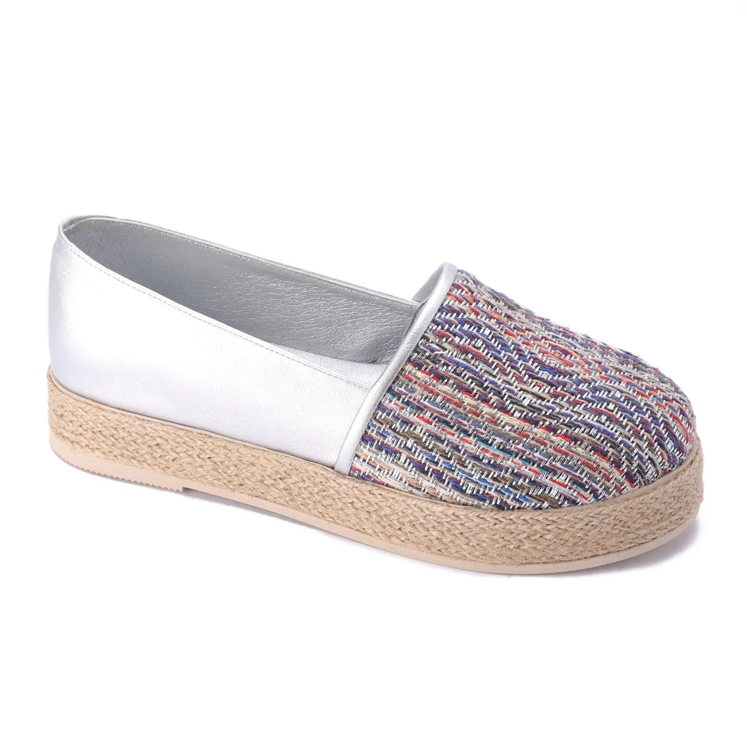 Multicolor Fabric Espadrille - silver
