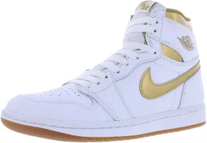 Nike Womens Air Jordan 1 Retro Hi OG Trainers FD2596 Sneakers Shoes (UK 5 US 7.5 EU 38.5, White Metallic Gold 107)