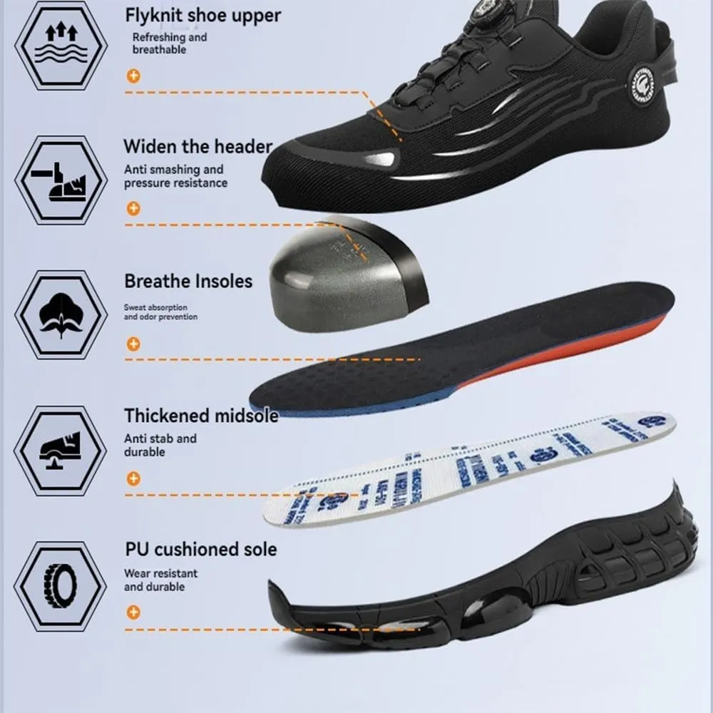 Noozier Safety Shoes Mens Steel Toe, Noozier Slip on Comfortable Lightweight Healthy & Non-Slip Work Wide, Safety Air Cushioned Sneakes for Women/Men