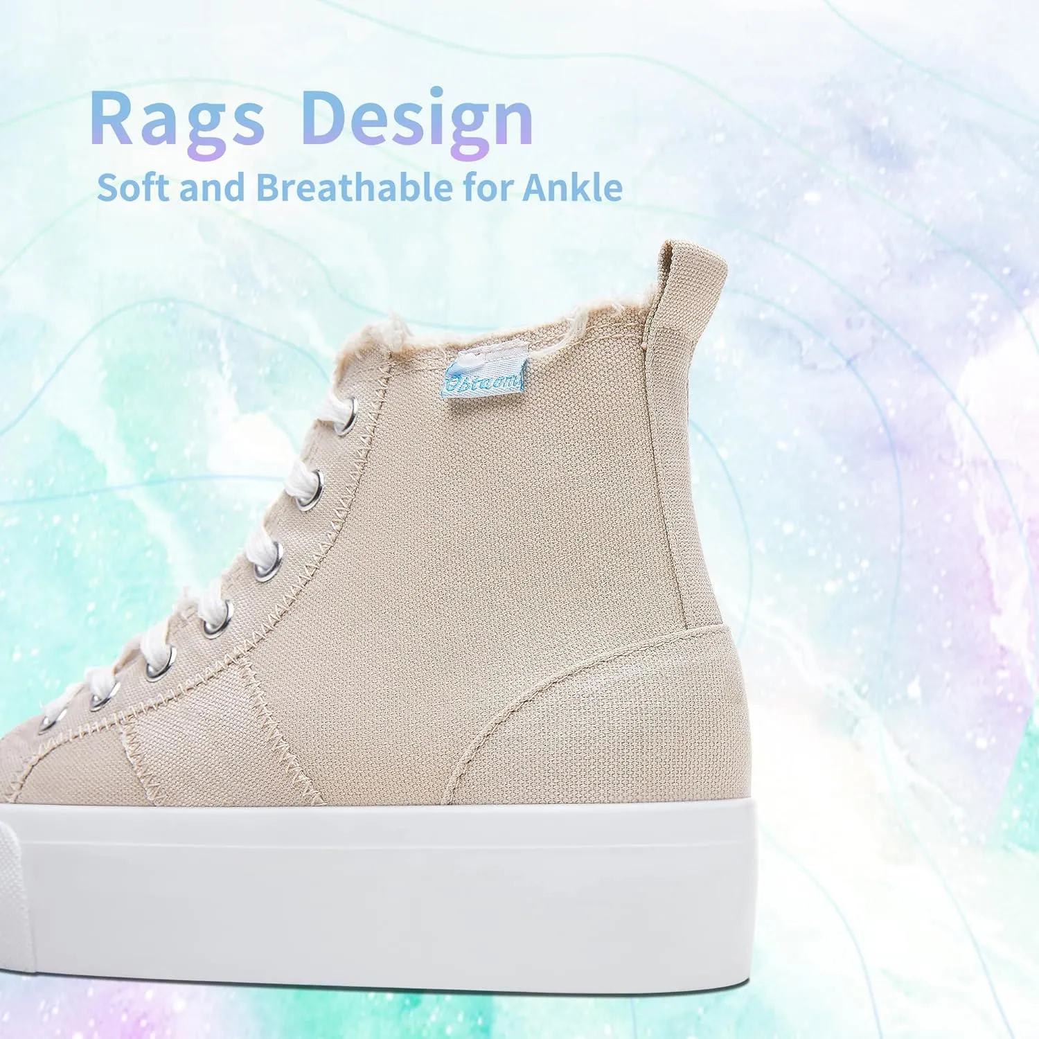 Obtaom High Top Platform Sneakers Women Mid Calf Play Canvas Shoes Washed Platform Skate Skateboard Shoe Casual Canvas Fashion Sneakers