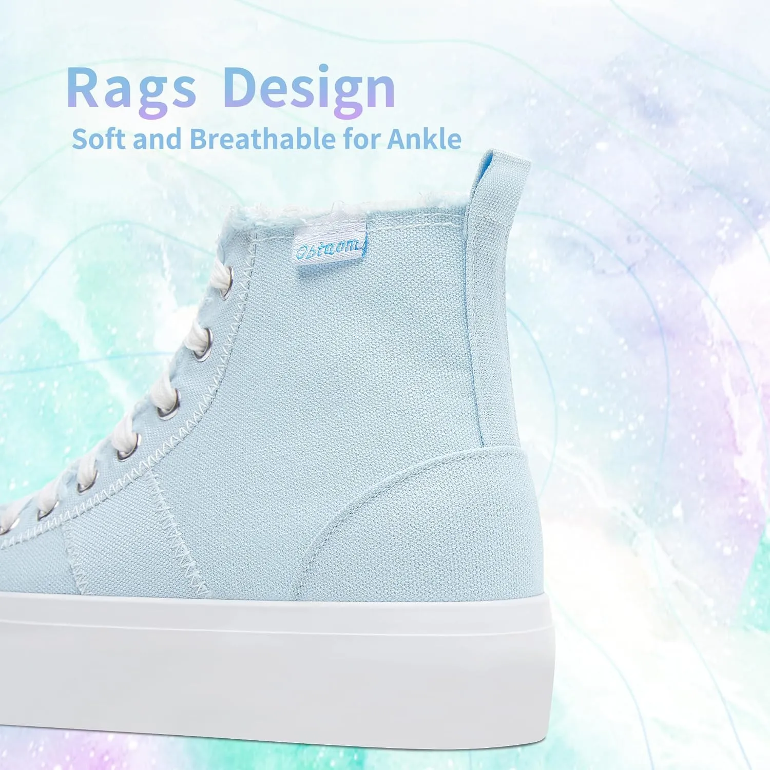 Obtaom High Top Platform Sneakers Women Mid Calf Play Canvas Shoes Washed Platform Skate Skateboard Shoe Casual Canvas Fashion Sneakers