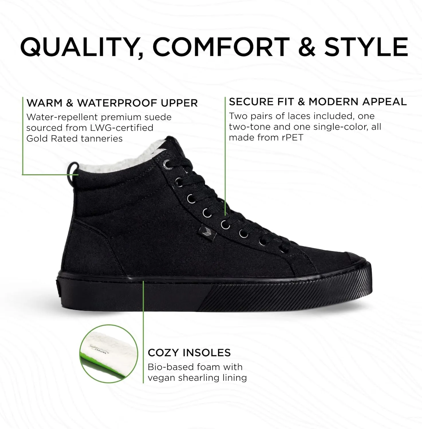 OCA Therma High Tops Suede Boots, Comfortable Shoes for Men, Lightweight & Sustainable, Versatile Casual Footwear with 100% Vegan Insoles, Rubber Soles