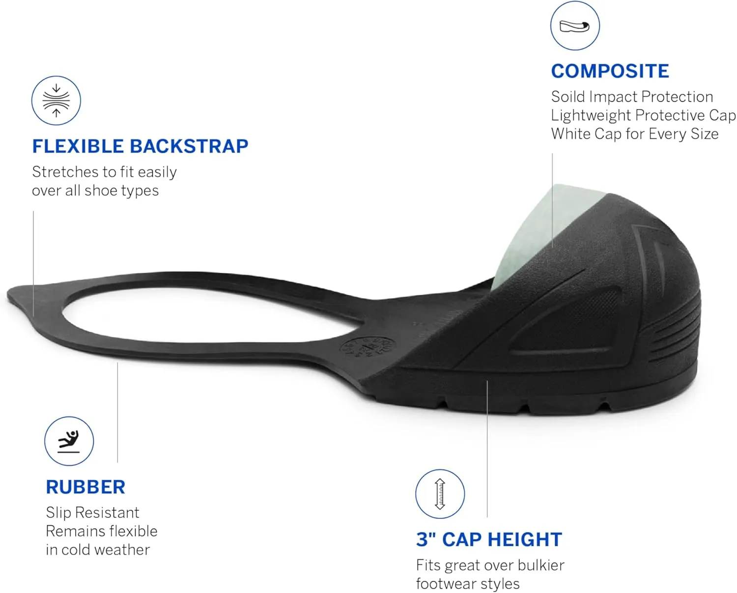 OSH1162-15, Composite Toe Cap, Natural Rubber Slip On Safety Overshoe with Backstrap