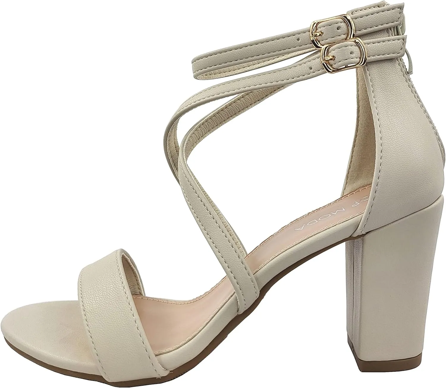 Over The Toe Cross Strap Block Heel Open Toe Dress Sandal