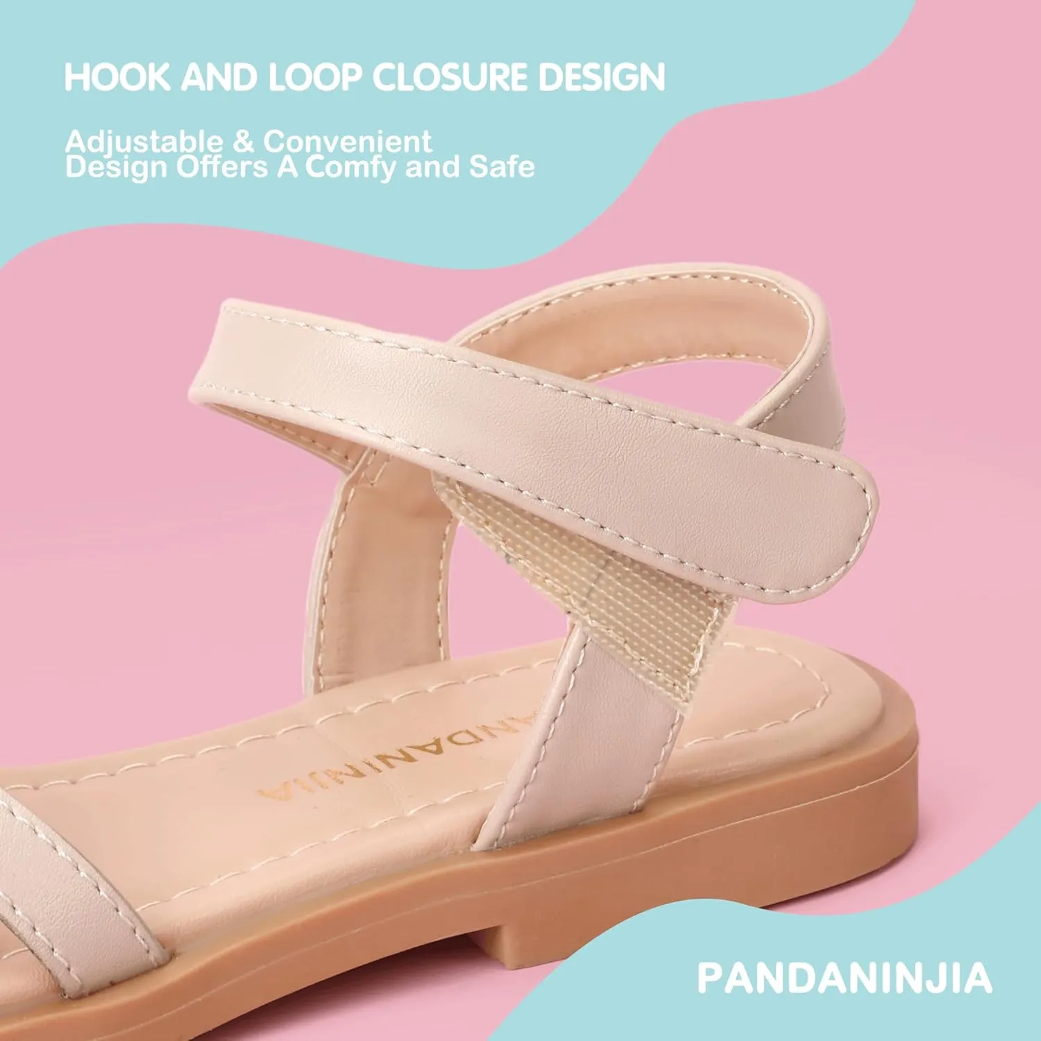 PANDANINJIA Girls Sandals, Open Toe Cute Bow Princess Girls Flats, Sparkly Summer Dress Shoes Sandals for Toddler/Little Kid/Big Kid