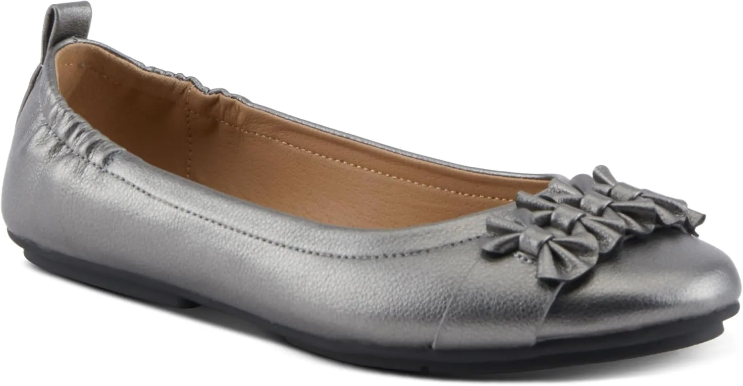 PATRIZIA Women's BALLAY Slip-On Ballet Flats with Delicate Bows, Scrunch Back, and Comfortable Fit