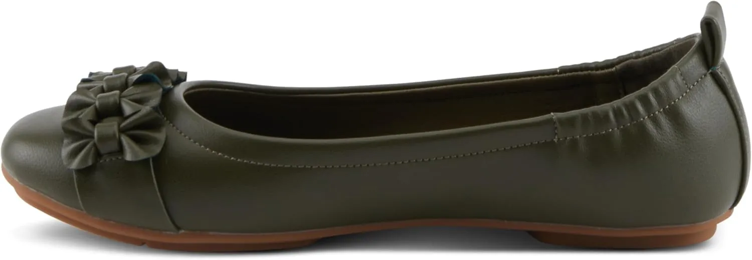 PATRIZIA Women's BALLAY Slip-On Ballet Flats with Delicate Bows, Scrunch Back, and Comfortable Fit