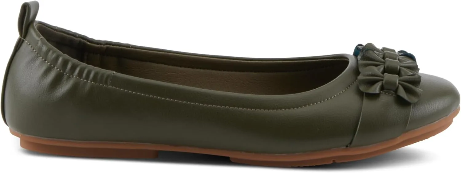 PATRIZIA Women's BALLAY Slip-On Ballet Flats with Delicate Bows, Scrunch Back, and Comfortable Fit