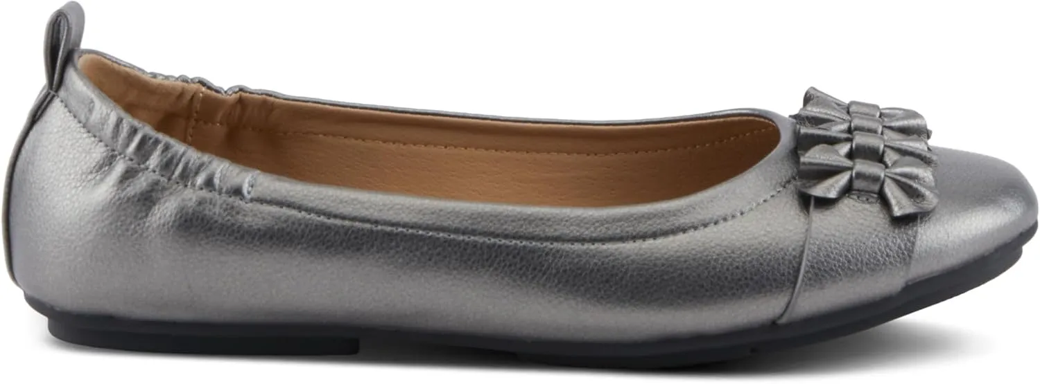 PATRIZIA Women's BALLAY Slip-On Ballet Flats with Delicate Bows, Scrunch Back, and Comfortable Fit