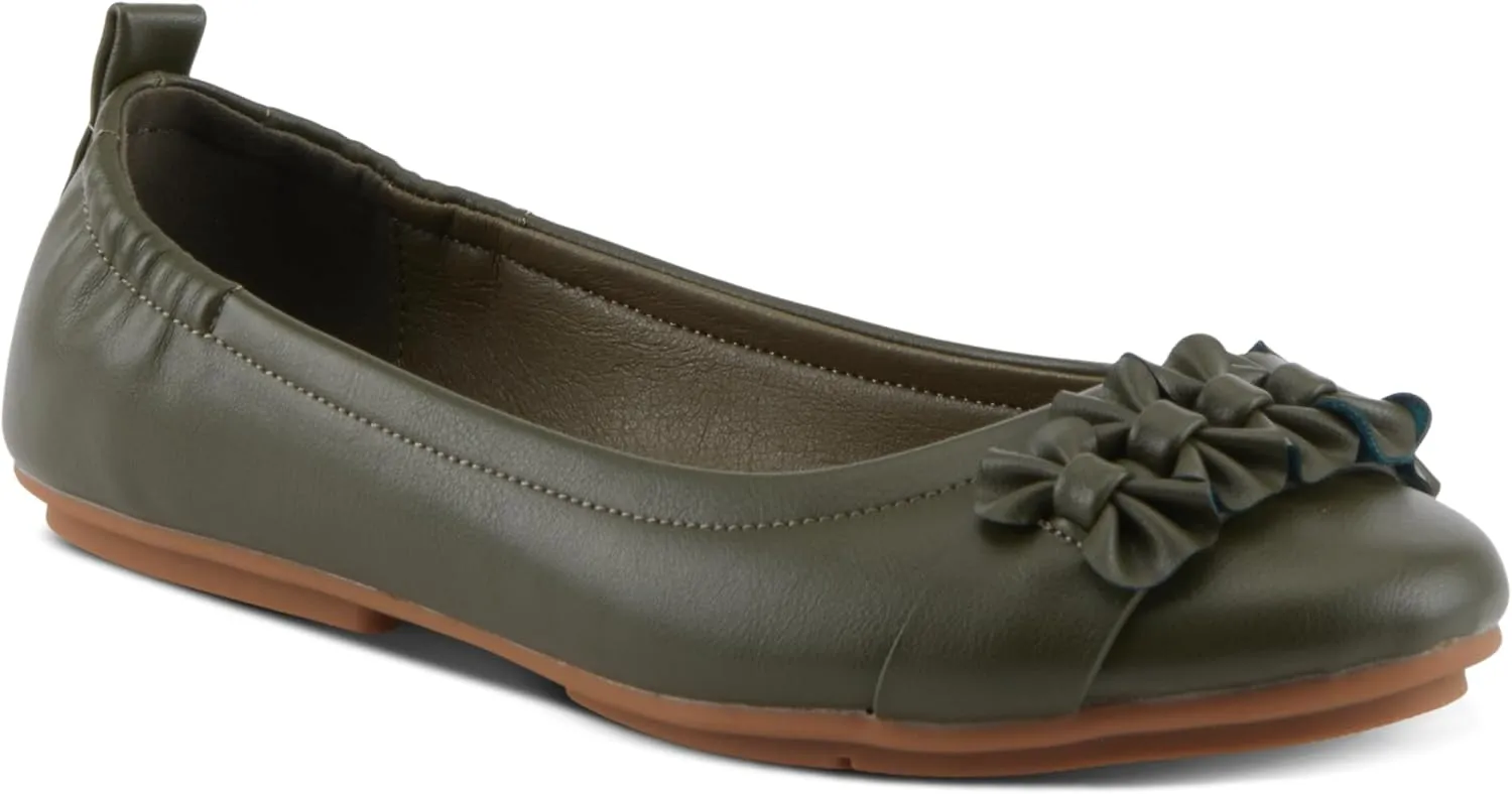 PATRIZIA Women's BALLAY Slip-On Ballet Flats with Delicate Bows, Scrunch Back, and Comfortable Fit