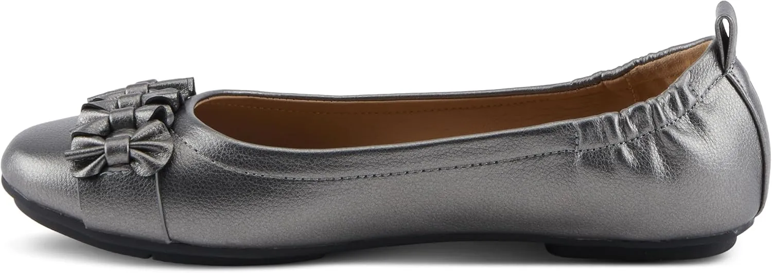 PATRIZIA Women's BALLAY Slip-On Ballet Flats with Delicate Bows, Scrunch Back, and Comfortable Fit