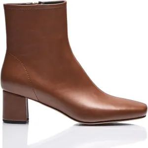 Peculiarity Women’s Chunky Heel Ankle Boots – Brown Leather – G-Classy – Size 13 – Trendy Side-Zip Booties for Work, Casual & Dressy Looks, Extended Sizes 10-15