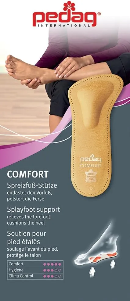 pedag Comfort Leather 3/4 Inserts for Whole Foot Support, Handmade in Germany, Men and Women's Dress Shoes, Flats, Ballet Flats, Sandals, Real Leather, Tan, 1 Pair, US W 6 / EU 36