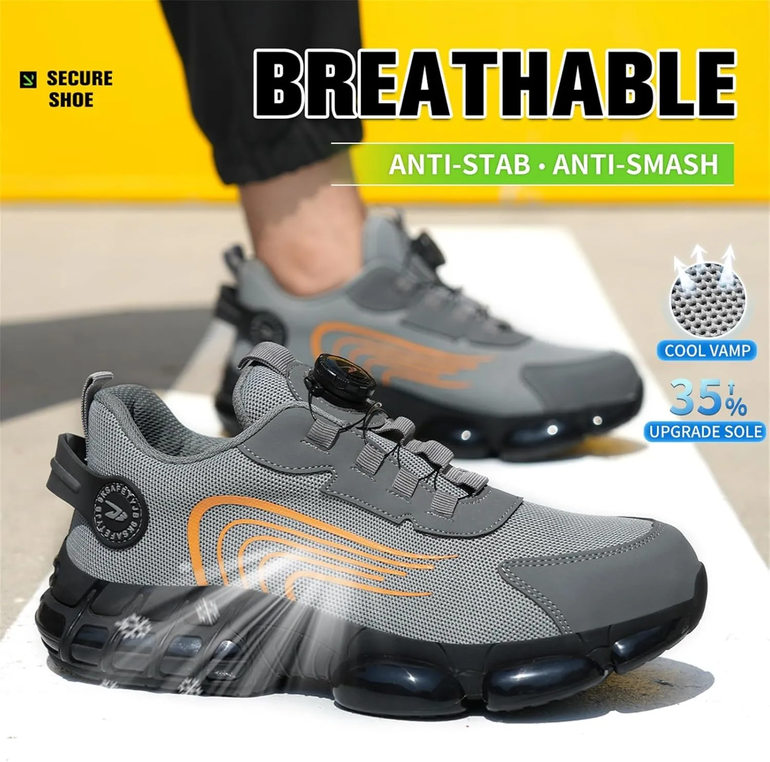 Prestivos Steel Toe Shoes for Men Women- Work Steel Toe Sneakers Lightweight Comfortable Industrial & Construction Puncture Proof Work Shoes