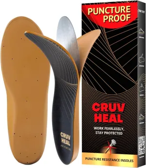 Puncture Resistant Work Insole - Nail Proof - Steel Toe Inserts - Work Boot Insoles for Men and Women - Insoles Standing All Day - Flat Feet (M, Yellow)