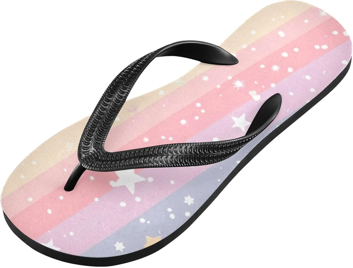 Rainbow Stripe Beach Summer Casual Flip Flop Sandals Non-Slip Quick Dry for Women Men 214B3145