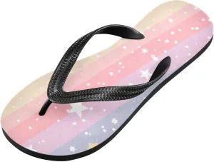 Rainbow Stripe Beach Summer Casual Flip Flop Sandals Non-Slip Quick Dry for Women Men 214B3145