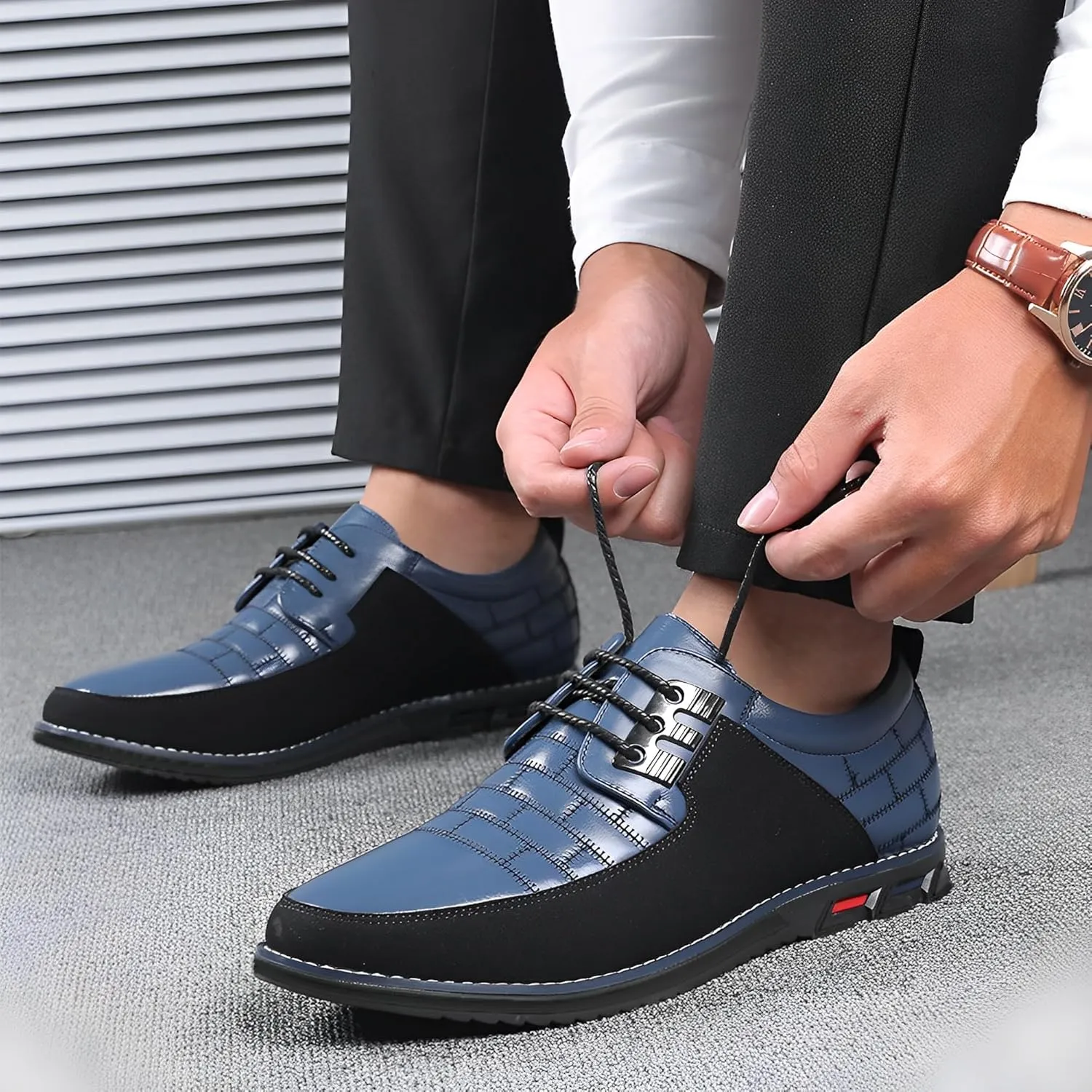 Recyphi Men’s Oxford Derby Orthopedic Leather Shoes Casual Dress Sneakers Formal Business Loafers Comfortable Walking Driving Shoes