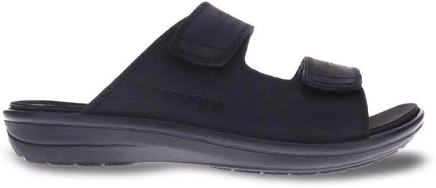 Revere Durban Men's Leather Sandals - Adjustable Two-Strap Design with Removable Comfort Footbed with Arch Support that allows Custom Orthotics