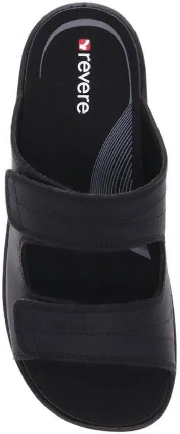 Revere Durban Men's Leather Sandals - Adjustable Two-Strap Design with Removable Comfort Footbed with Arch Support that allows Custom Orthotics