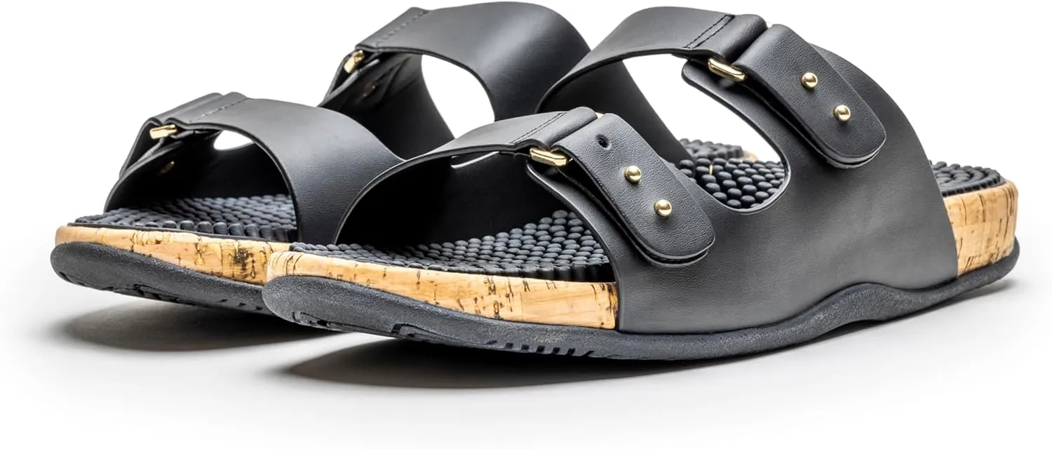 Revs Premium Reflexology & Acupressure Massage Sandals, Adjustable Strap, Cushion Comfort, Arch Support.