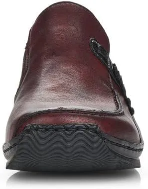 Rieker L1759 Celia Leather Slip-On Women’s Shoes - Comfortable High-Coverage Loafers with Elegant Stitch Detailing, Anti-Stress and Flexible Everyday Support