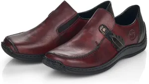 Rieker L1759 Celia Leather Slip-On Women’s Shoes - Comfortable High-Coverage Loafers with Elegant Stitch Detailing, Anti-Stress and Flexible Everyday Support