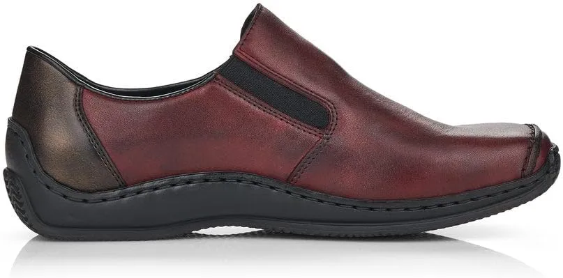 Rieker L1759 Celia Leather Slip-On Women’s Shoes - Comfortable High-Coverage Loafers with Elegant Stitch Detailing, Anti-Stress and Flexible Everyday Support