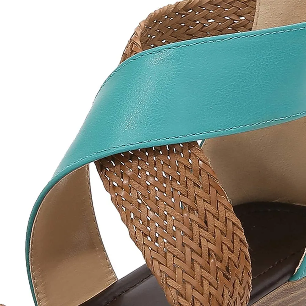 rismart Sandals for Women Open Toe Gladiator Criss Cross-Design Summer Sandals