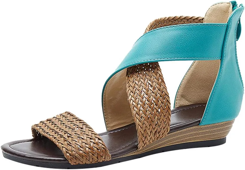 rismart Sandals for Women Open Toe Gladiator Criss Cross-Design Summer Sandals