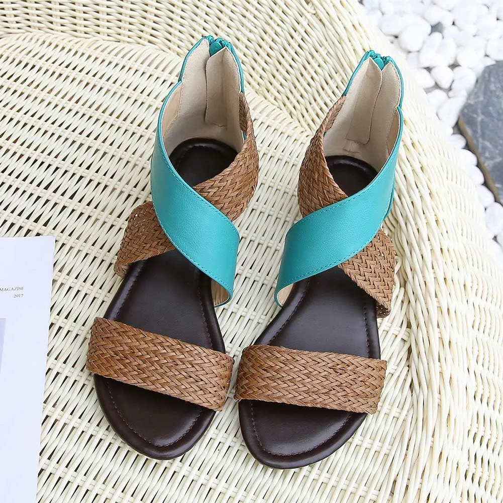 rismart Sandals for Women Open Toe Gladiator Criss Cross-Design Summer Sandals