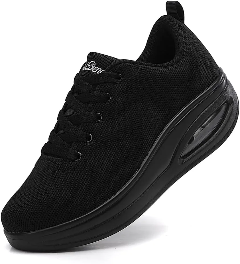 RUIDENG Walking Shoes for Women Air Cushion Nurse Slip Resistant Work Running Sneakers Platform Sneakers Comfortable Rocker Thick-Soled Weight Light