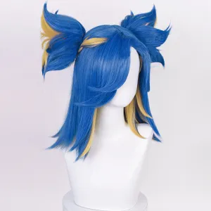 Rulercosplay Game Valorant Neon Blue And Yellow Short Cosplay Wig