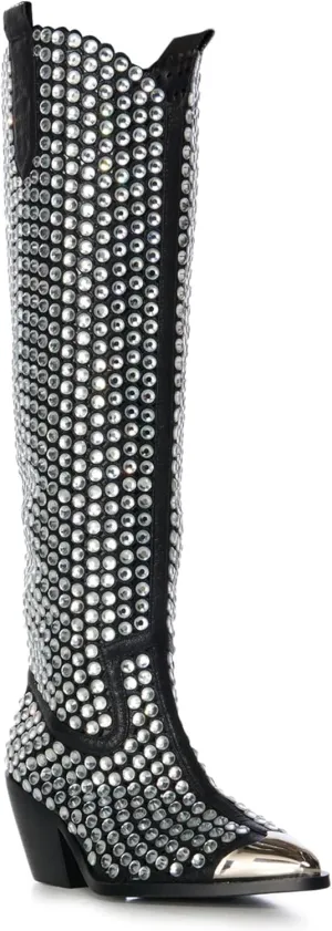 RUVIN-BLACK PERFORATED WESTERN BOOT